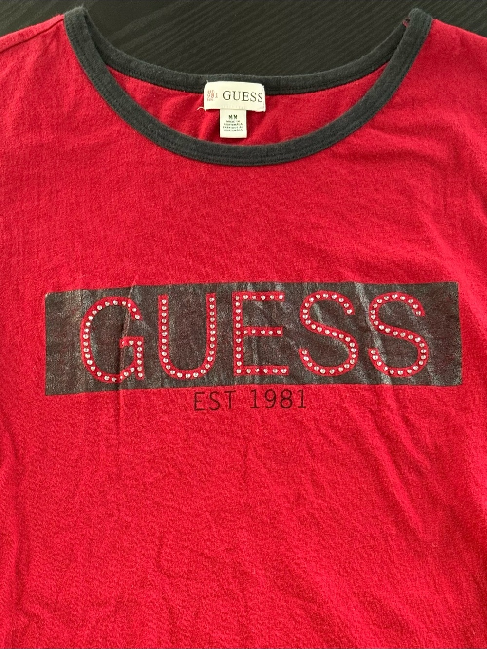 Guess Rhinestone Short Sleeve Top - Picture 2 of 4